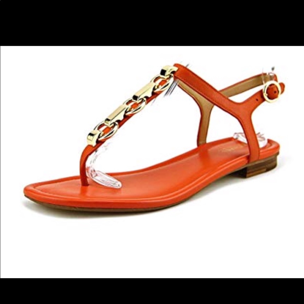 NEW Michael Kors Orange Mahari T-Strap Sandals